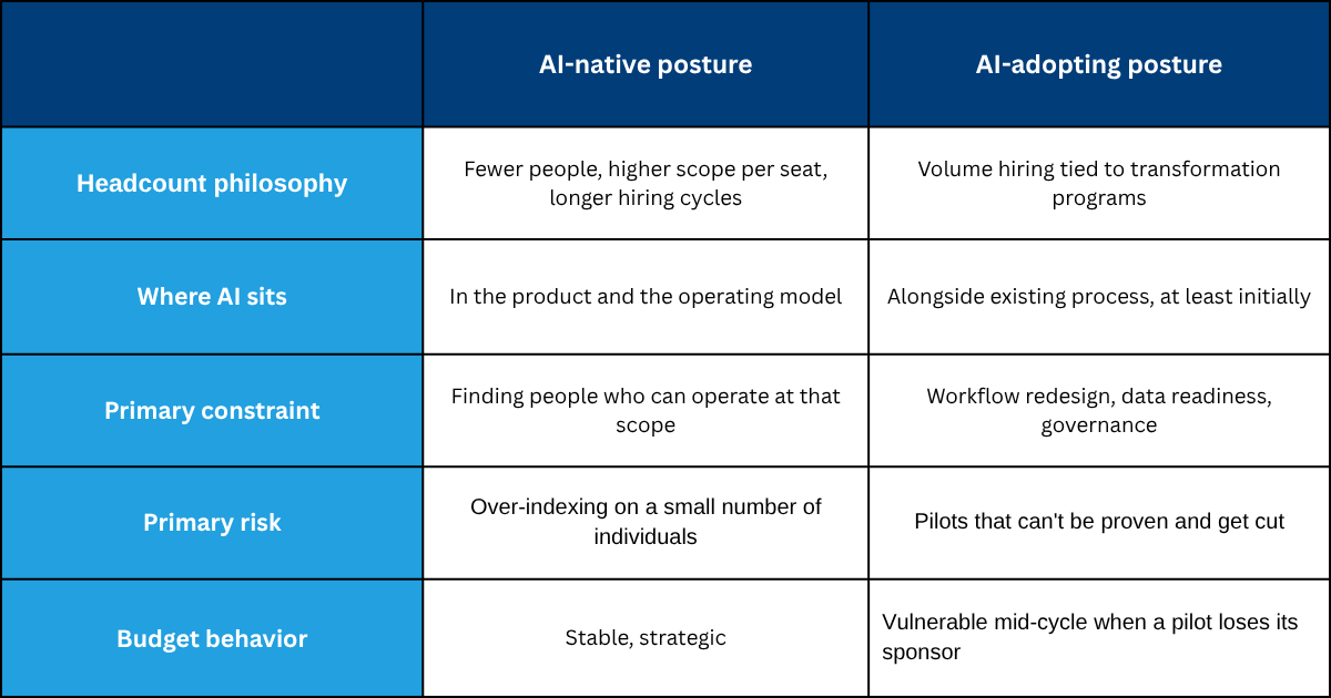 AI Native posture table